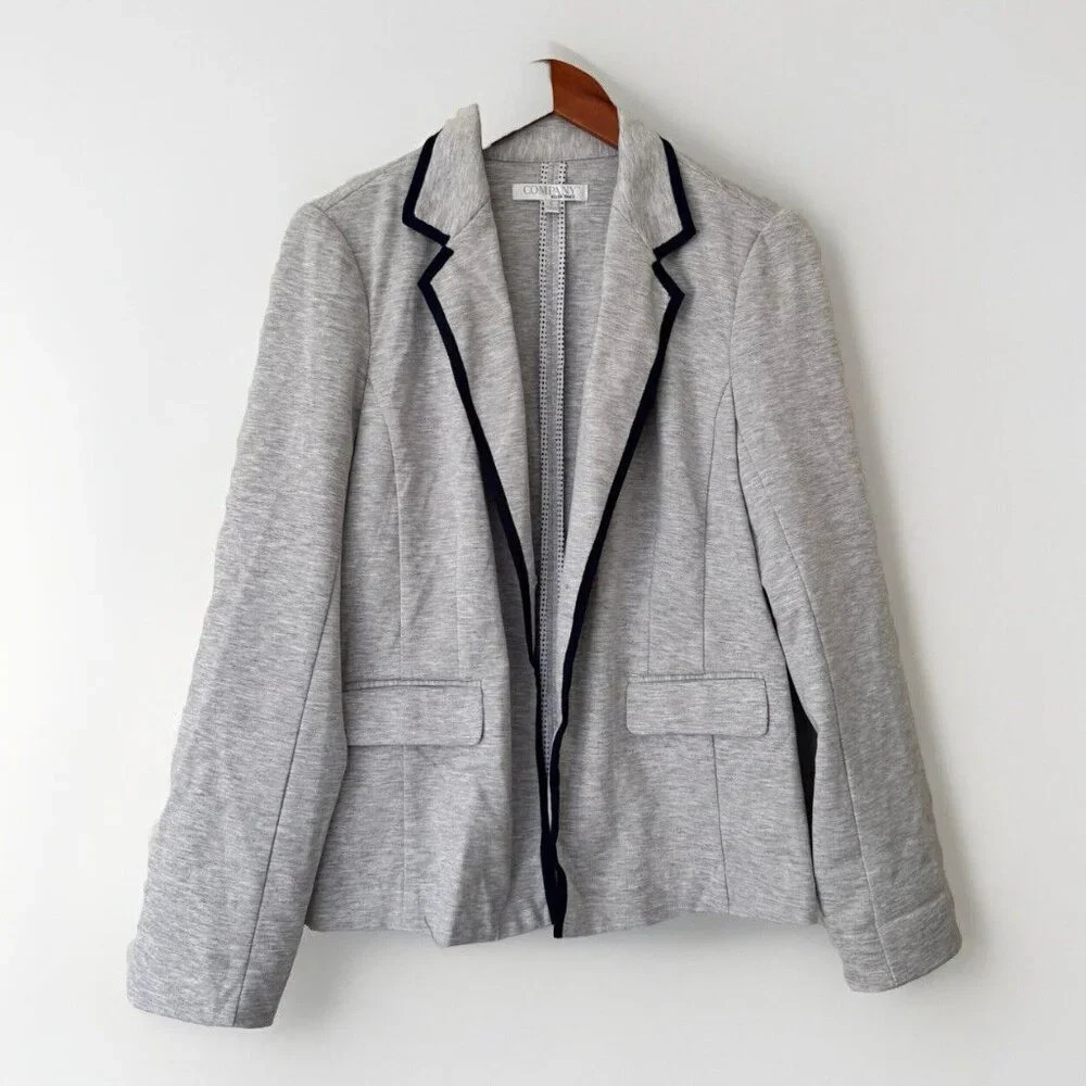 Ellen Tracy Company French Long Sleeve Jacket Gray Size Small Blue
